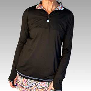 black long sleeve and Geode Skorts