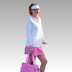 White shirt with pink confetti skort