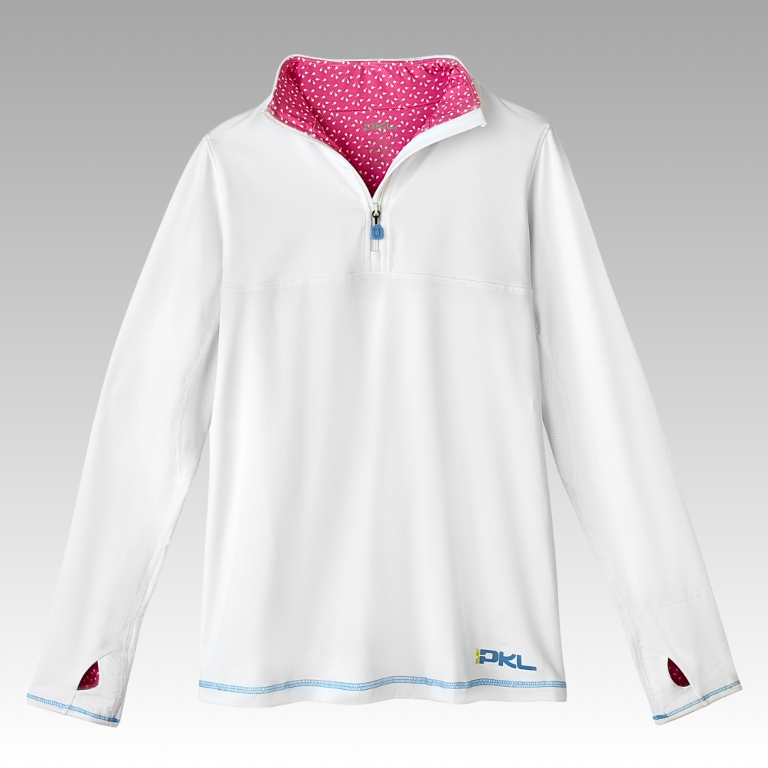 white long-sleeve sports shirt 