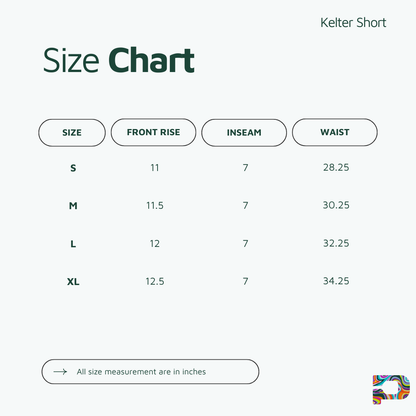 Kelter Short Size Chart