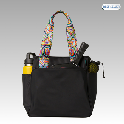Black Lulu Tote with Paddle and bottle 