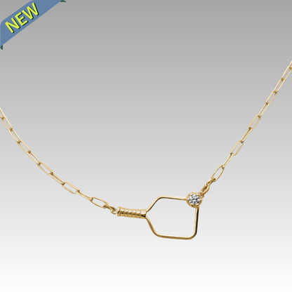 14ct Gold and Diamond Pickleball Necklace