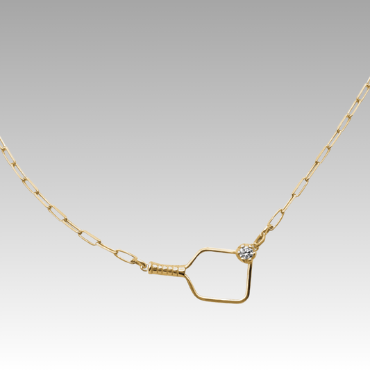 14ct Gold and Diamond Pickleball Necklace