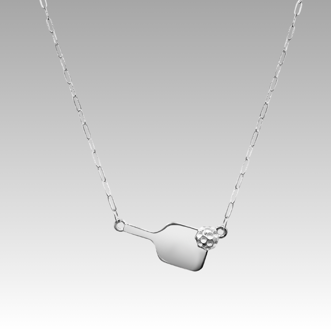 Sterling Silver Pickleball Necklace