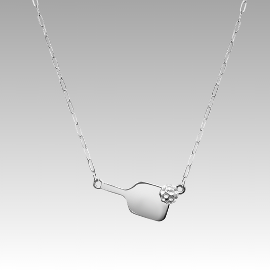 Sterling Silver Pickleball Necklace
