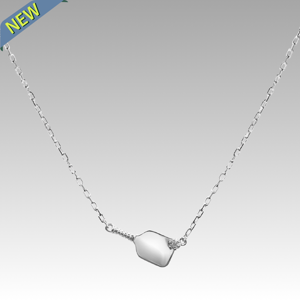 Sterling Silver and Diamond Pickleball Necklace