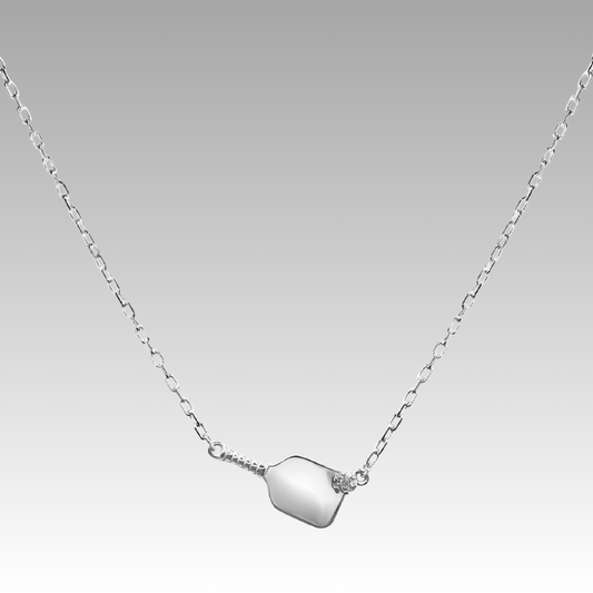 Sterling Silver and Diamond Pickleball Necklace