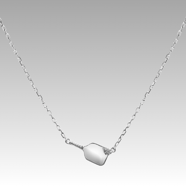 Sterling Silver and Diamond Pickleball Necklace