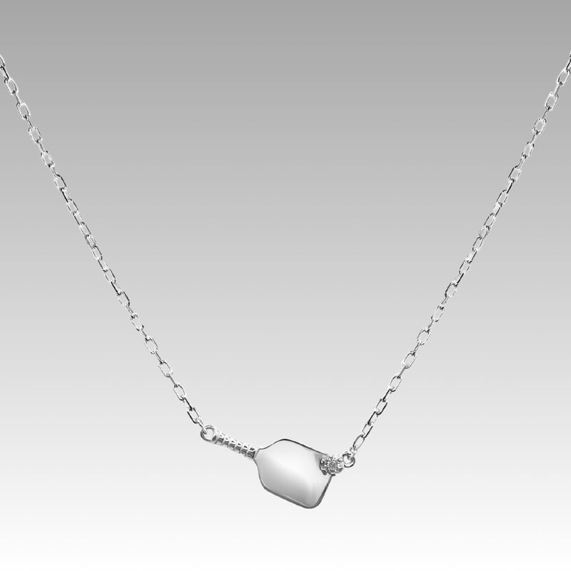 Sterling Silver and Diamond Pickleball Necklace